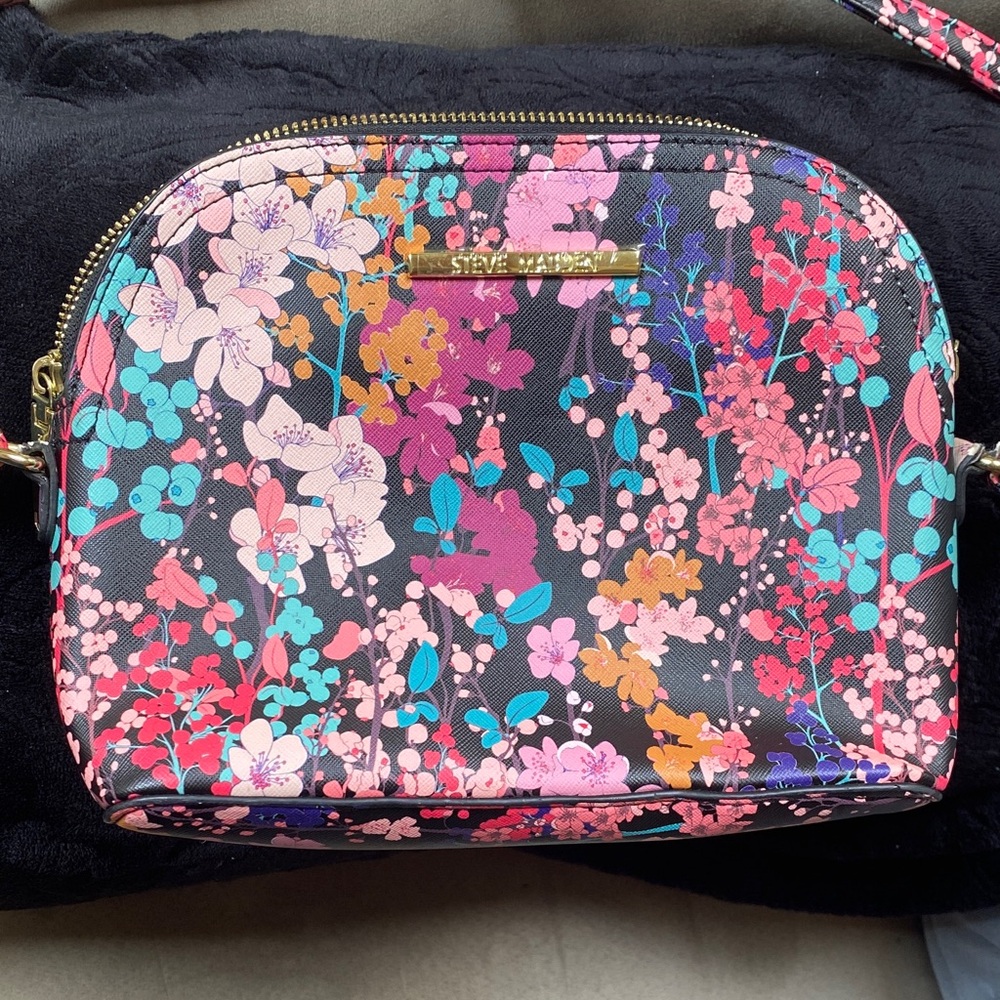 Steve Madden Pink and Blue Crossbody Bag Floral Design